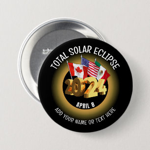 Badge Rond 7,6 Cm Indicateurs d'ECLIPSE SOLAIRE 2024 personnalisés