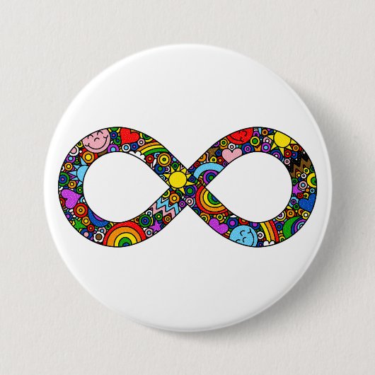 Badge Rond 7,6 Cm Infinité Neurodivers Doodle Progrès Fierté Drapeau (Devant)