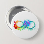 Badge Rond 7,6 Cm Infinity avec Rainbow Jellyfish (Devant & derrière)