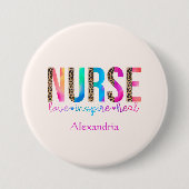 Badge Rond 7,6 Cm Infirmière - Amour, Inspirer, Guérir (Devant)