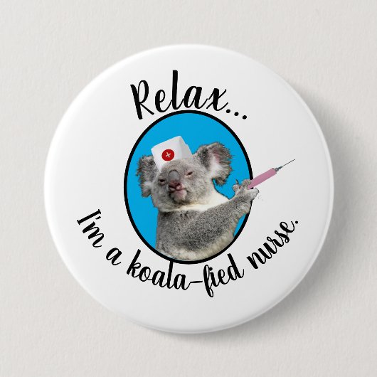 Badge Rond 7,6 Cm Infirmière de Koala-fied (Devant)
