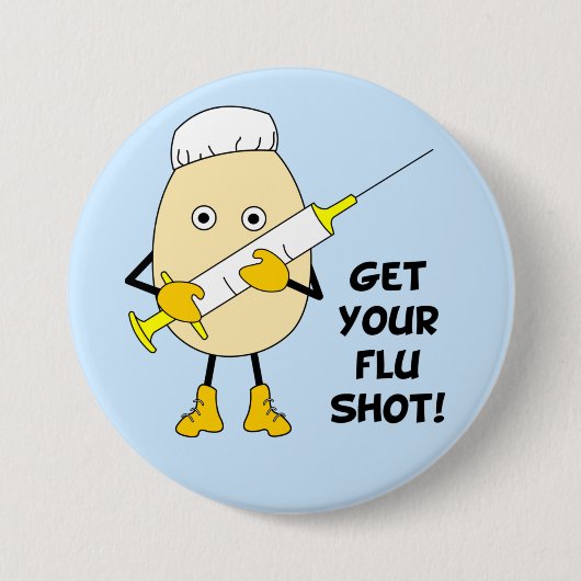 Badge Rond 7,6 Cm Infirmière Grippe Tiré Egghead (Devant)