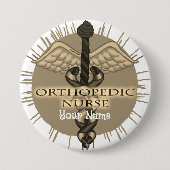 Badge Rond 7,6 Cm Infirmière orthopédique épingle Caduceus (Devant)