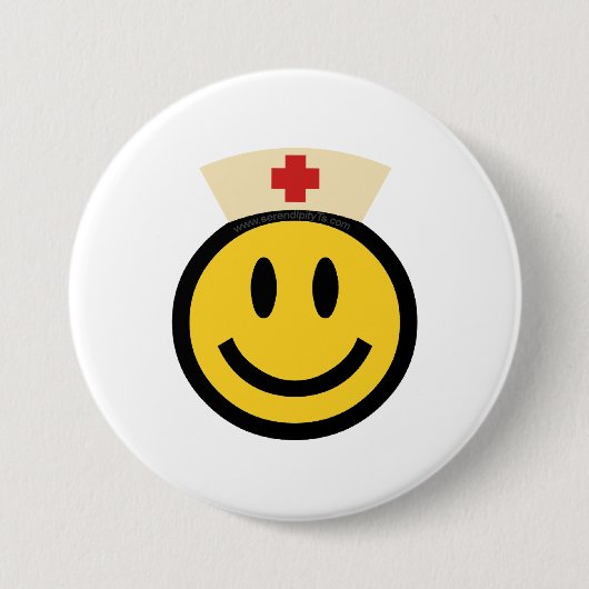 Badge Rond 7,6 Cm Infirmière Sourire (Devant)