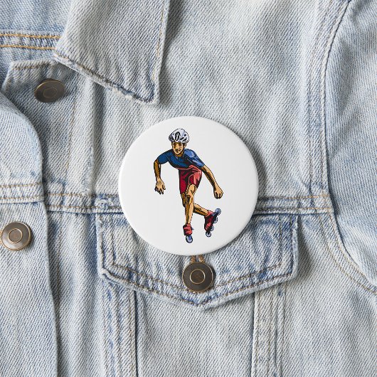 Badge Rond 7,6 Cm Inline Skater Cool Retro Rollerblading