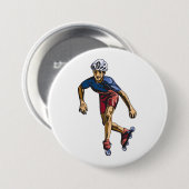 Badge Rond 7,6 Cm Inline Skater Cool Retro Rollerblading (Devant & derrière)