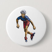 Badge Rond 7,6 Cm Inline Skater Cool Retro Rollerblading (Devant)