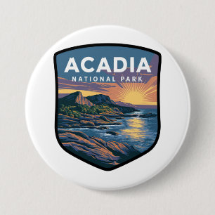 Badge Rond 7,6 Cm Insigne coucher de soleil du parc national Acadia