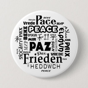 Badge Rond 7,6 Cm Insigne multilingue de paix