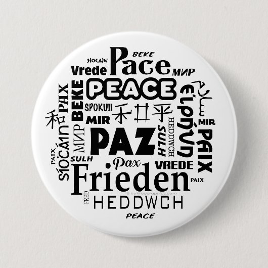 Badge Rond 7,6 Cm Insigne multilingue de paix (Devant)