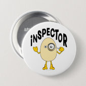 Badge Rond 7,6 Cm Inspecteur Egghead Texte (Devant & derrière)