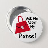Badge Rond 7,6 Cm Interrogez-moi au sujet de ma bourse - rouge (Devant & derrière)