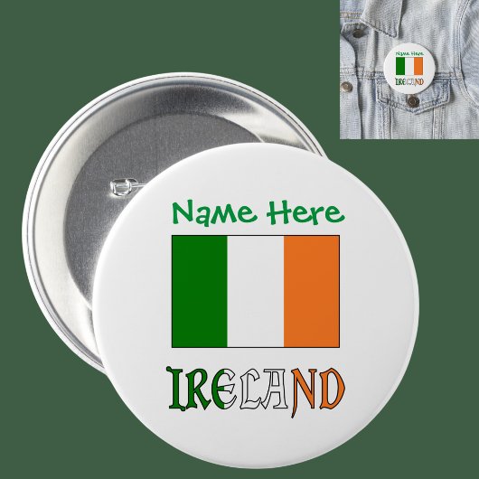 Badge Rond 7,6 Cm Irlande Drapeau vert Personnalisation