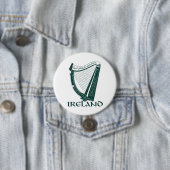 Badge Rond 7,6 Cm Irlande Harp Design, Irish Harp (En situation)