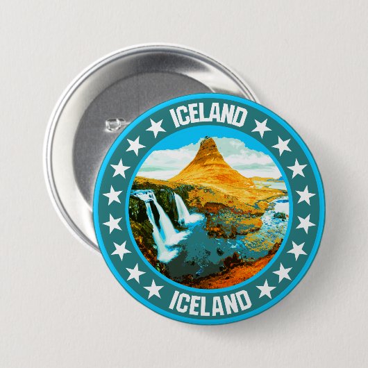 Badge Rond 7,6 Cm Islande (Devant & derrière)