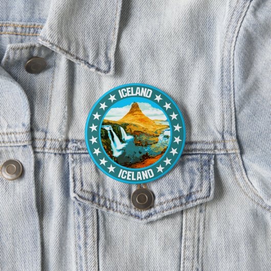Badge Rond 7,6 Cm Islande (En situation)