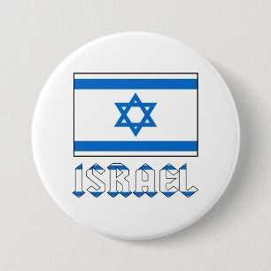 Badge Rond 7,6 Cm Israël Drapeau et mot ISRAEL