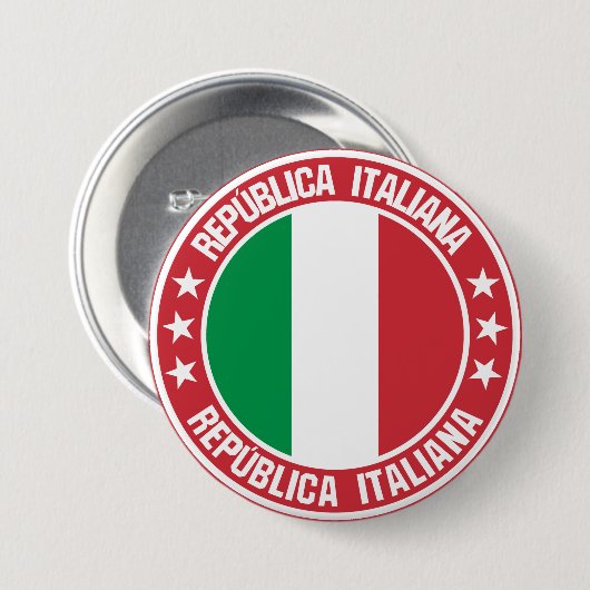 Badge Rond 7,6 Cm Italie (Devant & derrière)