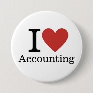 Badge Rond 7,6 Cm J'❤️ Love Comptabilité PIN Bouton - Comptabilité D