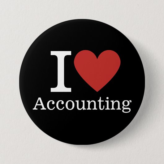 Badge Rond 7,6 Cm J'❤️ Love Comptabilité PIN Bouton - Comptabilité D (Devant)