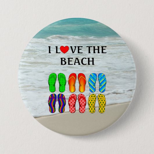 Badge Rond 7,6 Cm J'adore la plage (Devant)