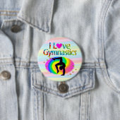 BADGE ROND 7,6 CM J'ADORE LE BOUTON GYMNASTICS RAINBOW (En situation)