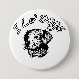 Badge Rond 7,6 Cm " J'adore les chiens "