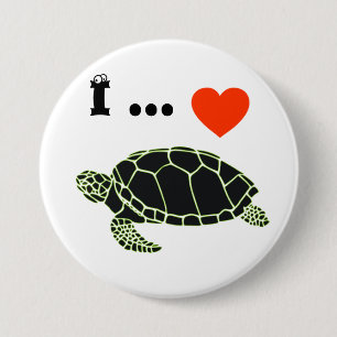 Badge Rond 7,6 Cm J'adore les tortues