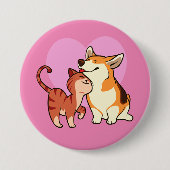 Badge Rond 7,6 Cm J'adore mon animal de compagnie | Chat et Amoureux (Devant)