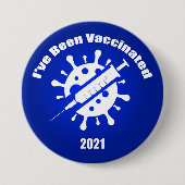 Badge Rond 7,6 Cm J'ai été vacciné bleu (Devant)