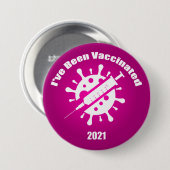 Badge Rond 7,6 Cm J'ai été vacciné en rose (Devant & derrière)