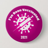 Badge Rond 7,6 Cm J'ai été vacciné en rose (Devant)