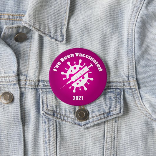 Badge Rond 7,6 Cm J'ai été vacciné en rose (En situation)