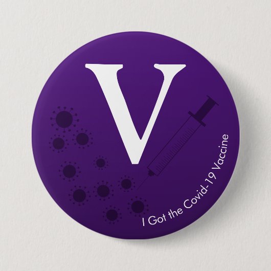 Badge Rond 7,6 Cm J'ai eu le vaccin Covid-19 foncé pourpre (Devant)