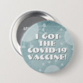 Badge Rond 7,6 Cm J'ai eu le vaccin Covid-19 Turquoise Grunge rayé (Devant & derrière)