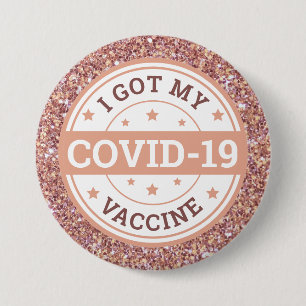 Badge Rond 7,6 Cm J'ai eu ma vaccination contre la Covid-19 Rose Gol