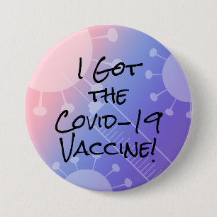Badge Rond 7,6 Cm J'ai le vaccin Covid-19 Pink & Purple Ombre
