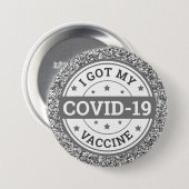 Badge Rond 7,6 Cm J'Ai Mon Covid-19 Parties scintillant D'Argent Gri (Devant & derrière)