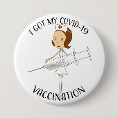 Badge Rond 7,6 Cm J'Ai Mon Vaccination Convid-19 (Devant)
