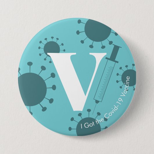 Badge Rond 7,6 Cm J'ai reçu le vaccin Covid-19 Subtle Turquoise (Devant)