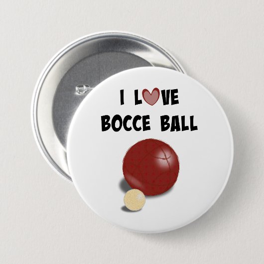 Badge Rond 7,6 Cm J'Aime Bocce Ball (Devant & derrière)