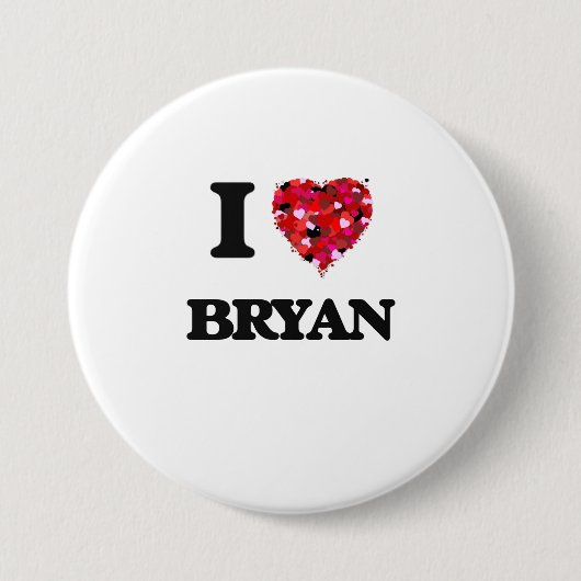 Badge Rond 7,6 Cm J'aime Bryan (Devant)