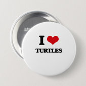 Badge Rond 7,6 Cm J'aime des tortues (Devant & derrière)