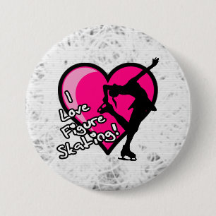 Badge Rond 7,6 Cm J'aime le bouton de patinage artistique, sur la
