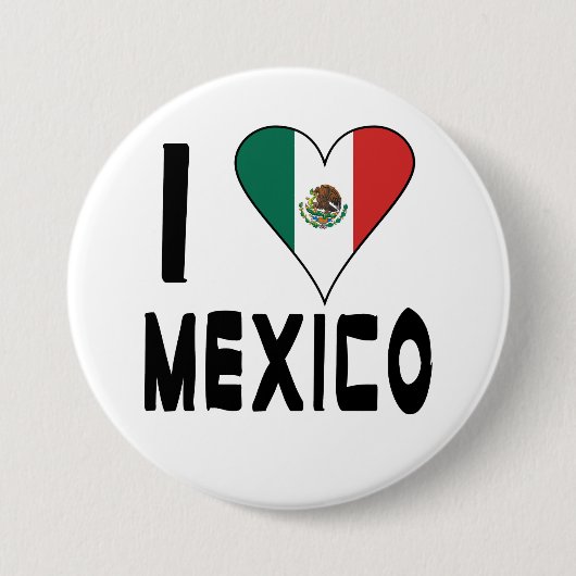 Badge Rond 7,6 Cm J'aime le Mexique (Devant)