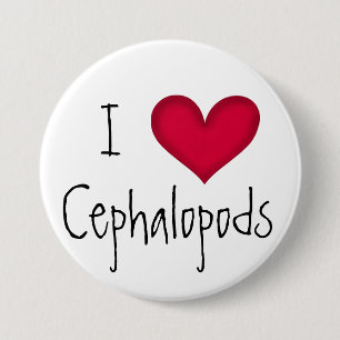 Badge Rond 7,6 Cm J'aime le Pin de céphalopodes