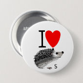 Badge Rond 7,6 Cm J'aime les hérissons (Devant & derrière)