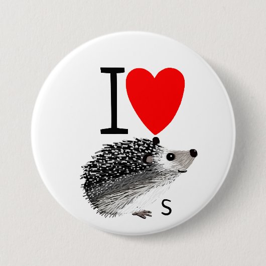 Badge Rond 7,6 Cm J'aime les hérissons (Devant)