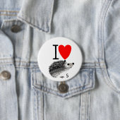 Badge Rond 7,6 Cm J'aime les hérissons (En situation)
