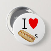 Badge Rond 7,6 Cm J'aime les hot-dogs (Devant & derrière)